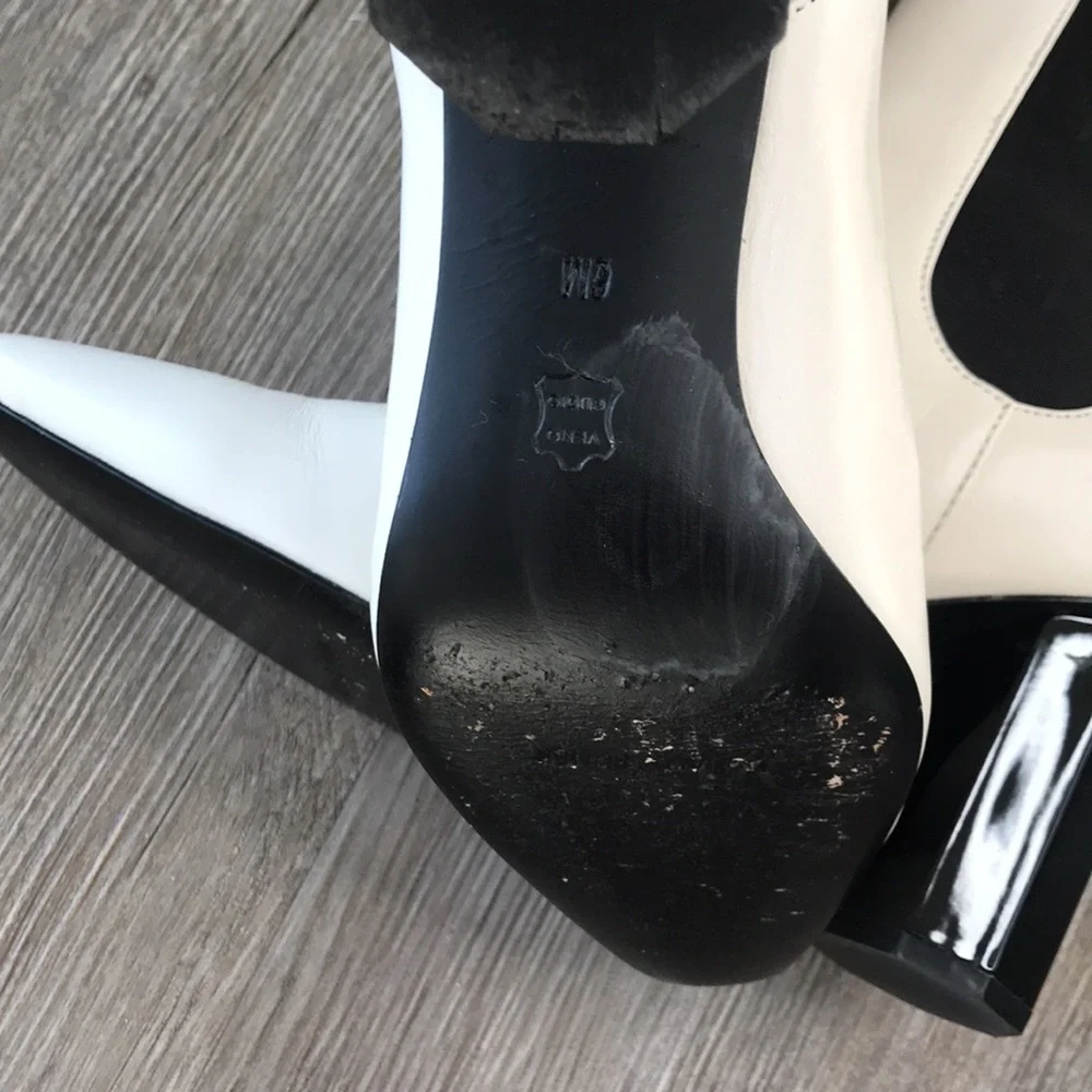 Donald Pliner Laila White Leather Pull On Heel Ankle Boots Size 6M - Picture 8 of 10